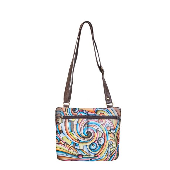 Hand-Painted Women's Leather Crossbody Sling Bag – Over the Shoulder Purses - Picture 1 of 6